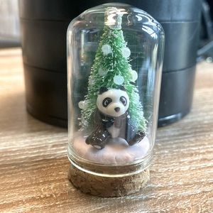Miniature Diorama Panda in Glass Dome Cloche